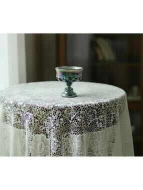 Vintage Blue Carnival Glass Pedestal Compote Bowl Iridescent Button Pattern 5”